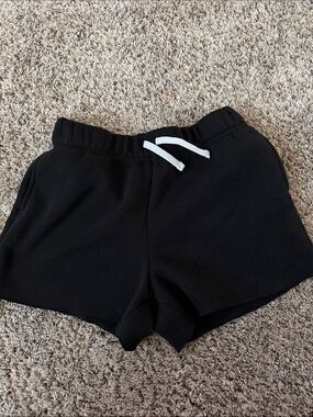 wonder nation Black Knit Shorts with White Drawstring